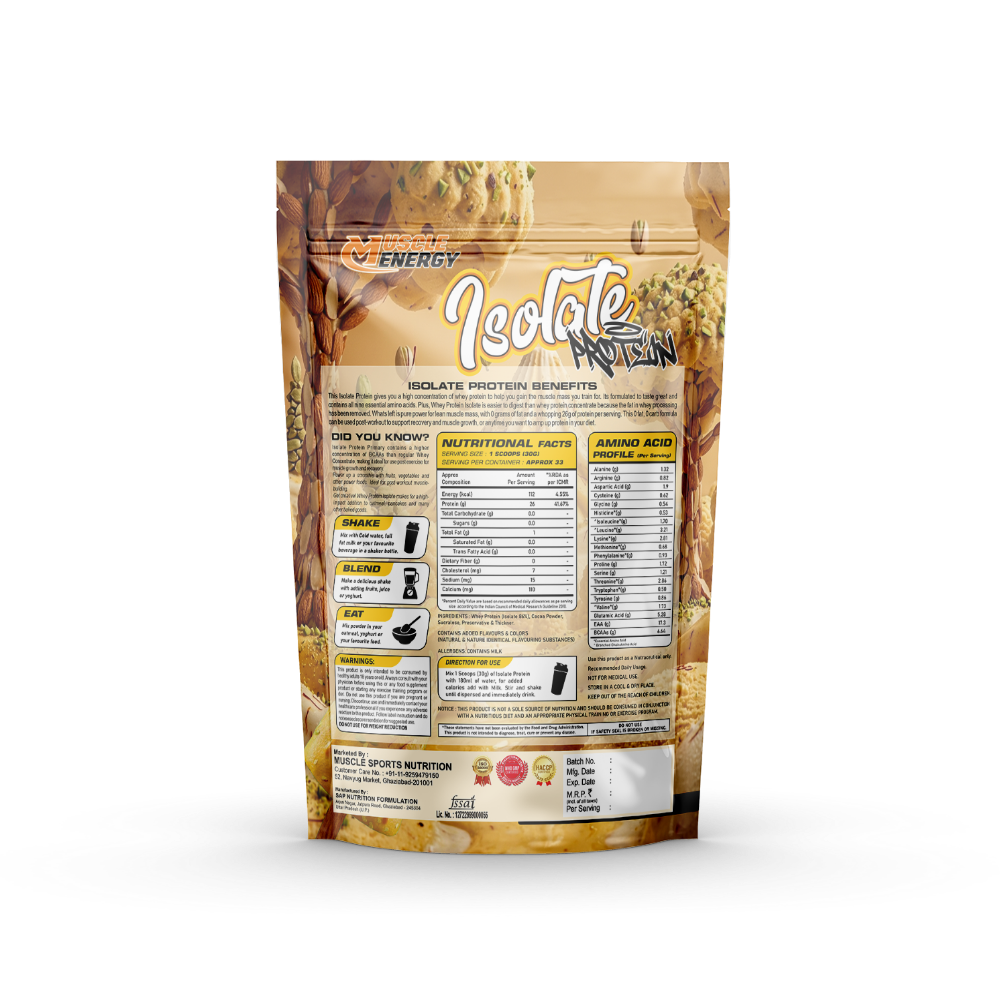 Muscle Energy ISOLATE Protein Kesar Kulfi 1000gm - Image 2
